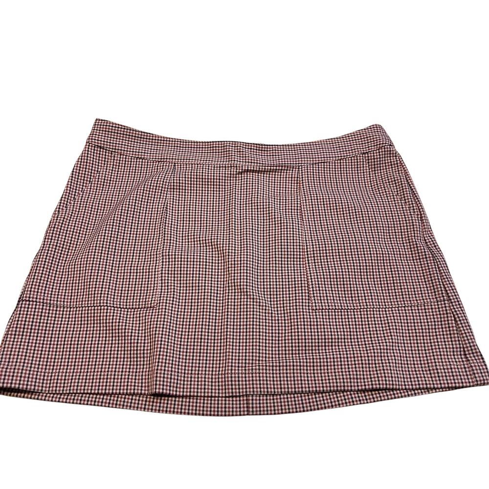 A New Day Women's Brown Plaid Mini Skirt With Pockets - Size Large - NWT